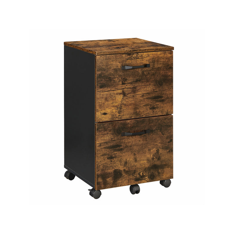 Segenn's Clovia Ladeblok - printerstandaard - archiefkast - Industrieel - Ladeblokken - Rolcontainer  - 2 Lades - vintage - bruin -42 x 40 x 70 cm