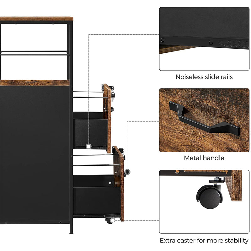 Segenn's Ladeblok - Ladeblok bureau - archiefkast - kantoorkast met 2 lades - printerstandaard - industrieel - bruin-zwart