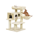 Segenn's Krabpaal dikke boomstammen 112 cm - Krabpaal met XXL uitkijkplatform - verstelbare elementen, extra dikke stammen volledig in sisal gewikkeld krabpaal, stal - liggende holte - Beige