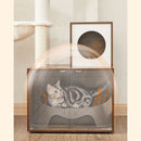 Segenn's Kupky krabpaal met kattenbak - Kattenbak - krabpaal - vintage bruin