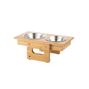 Segenn's voerbak - voor katten - 2 voerbakken - bamboe - in hoogte verstelbaar