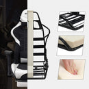 Segenn's Akron Gamingstoel met Voetensteun - 150 kg - Bureaustoel -Bureaustoel - Lendenkussen - Kussen - Hoge Rugleuning - Ergonomisch - Staal - Synthetisch Leer - Ademende Netstof - Zwart en Wit