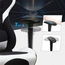 Segenn's Akron Gamingstoel met Voetensteun - 150 kg - Bureaustoel -Bureaustoel - Lendenkussen - Kussen - Hoge Rugleuning - Ergonomisch - Staal - Synthetisch Leer - Ademende Netstof - Zwart en Wit