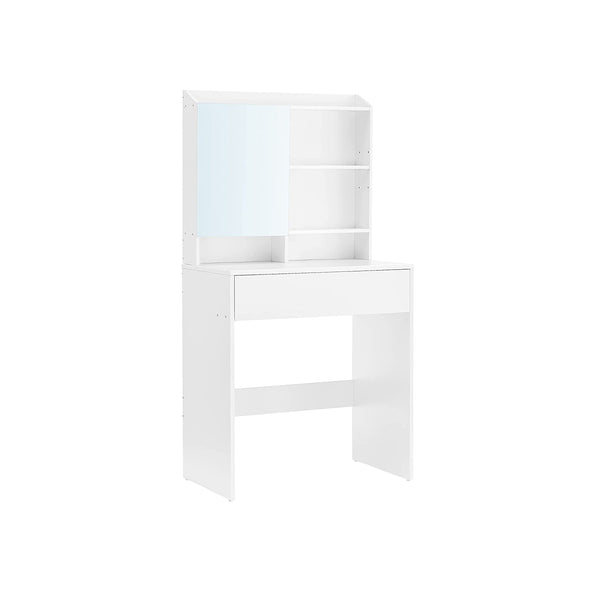 Segenn's Biance kaptafel - kaptafel met spiegel en een lade - Cosmetische tafel - Verstelbare planken - Modern - 70 x 40 x 136 cm - Wit