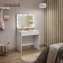 Segenn's Ashley kaptafel -- make up tafel - Backstage Vanity - met spiegel - met 9 LED-lampen - instelbare helderheid - wit