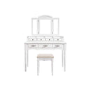 Segenn's Vera Kaptafel - met 7 lades - met Gestoffeerde Kruk - 3-delige Inklapbare Spiegel met Haken voor Kettingen