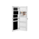 Segenn's Baywatch sieradenkast - extra brede spiegel - Met Led - frameloze spiegeldeur - deurmontage wandmontage - met kaptafel binnenspiegel - afsluitbaar - wit