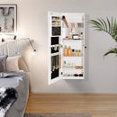 Segenn's Baywatch sieradenkast - extra brede spiegel - Met Led - frameloze spiegeldeur - deurmontage wandmontage - met kaptafel binnenspiegel - afsluitbaar - wit