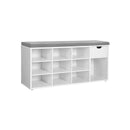 Segenn's Schoenenbank - Schoenenrek - met Lade en Open Vakken - Bank - Gestoffeerde Zitting - Hal - Slaapkamer en Entree - 104 x 30 x 48 cm - Wit