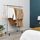 Segenn's Yangtse zware kledingrek - Kledingrek op wieltjes - van metaal - opklapbaar - belastbaar tot 90 kg - kapstok met wielen - lengte 92-132 cm, verchroomd, industrieel