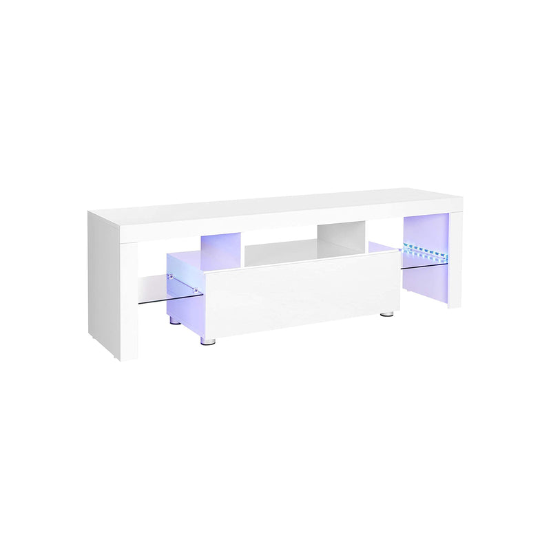 Segenn's Luxe TV meubel - tv kast  - media meubel - kast- met led verlichting - wit - 140 x 35 x 45 cm