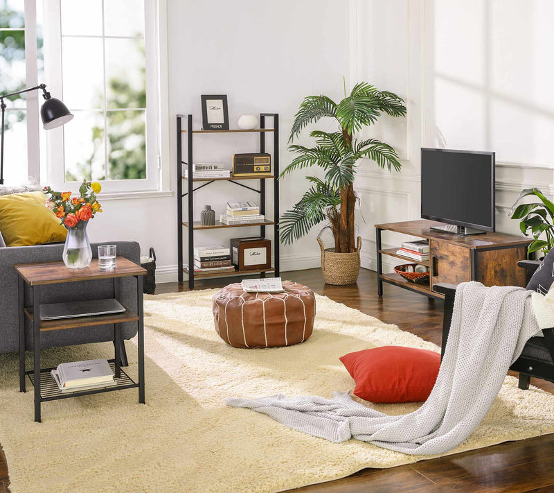 Segenn's Axis Tv Kast - lowboard met 2 plankn - tv meubel - tv's tot 48 inch - industrieel design - vintage - bruin zwart