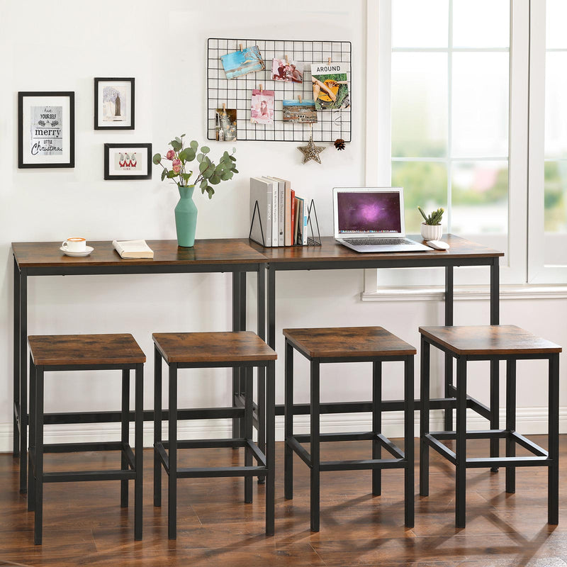 Segenn's bartafel - keukentafel - aanrecht - rechthoekige hoge tafel - stabiel metalen frame - industrieel - vintage bruin-zwart