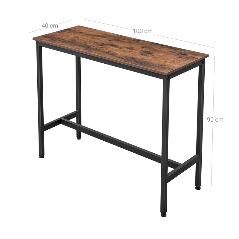 Segenn's bartafel - keukentafel - aanrecht - rechthoekige hoge tafel - stabiel metalen frame - industrieel - vintage bruin-zwart