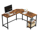 Segenn's Lio Bureau - L-Vormige Bureau - Hoekbureau met 2 Planken - Ruimtebesparende Kantoortafel - Industrieel Ontwerp - Gaming, 138 x 138 x 75 cm - Vintage Bruin-Zwart