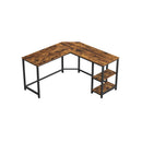 Segenn's Lio Bureau - L-Vormige Bureau - Hoekbureau met 2 Planken - Ruimtebesparende Kantoortafel - Industrieel Ontwerp - Gaming, 138 x 138 x 75 cm - Vintage Bruin-Zwart