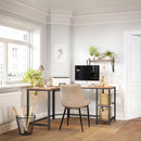 Segenn's Lio Bureau - L-Vormige Bureau - Hoekbureau met 2 Planken - Ruimtebesparende Kantoortafel - Industrieel Ontwerp - Gaming, 138 x 138 x 75 cm - Vintage Bruin-Zwart