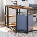 Segenn's Lio Bureau - L-Vormige Bureau - Hoekbureau met 2 Planken - Ruimtebesparende Kantoortafel - Industrieel Ontwerp - Gaming, 138 x 138 x 75 cm - Vintage Bruin-Zwart