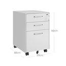 Segenn's Amber Ladeblok - met afsluitbare - Ladeblok bureau - 3 Lades - metaal - Wit - 39 x 48 x 60 cm