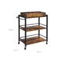 Segenn's Vintage Keukenwagen - Serveerwagen - Keukentrolleys - Rustiek Bruin - Industriële Trolley - 65 x 40 x 86 cm