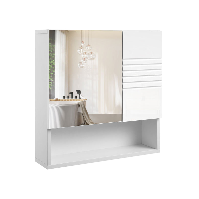 Segenn's Modern Badkamerkast - badkamerkasten hoog - Wandkast - badkamerkast met spiegel - Verstelbare Planken - Zacht Sluitende