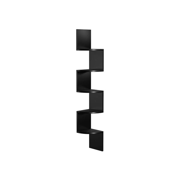 Segenn's Boekenkast - wand rek - met 5 planken -zigzag design - Boekenkast - Hoekkast - Wand Vakkenkast - Zwart