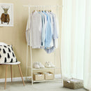 Segenn's Kledingrek - Kledingroede - Kapstok - met Schoenenrek - 87,5 x 155 x 41 cm (B x H x D) - Crème Wit